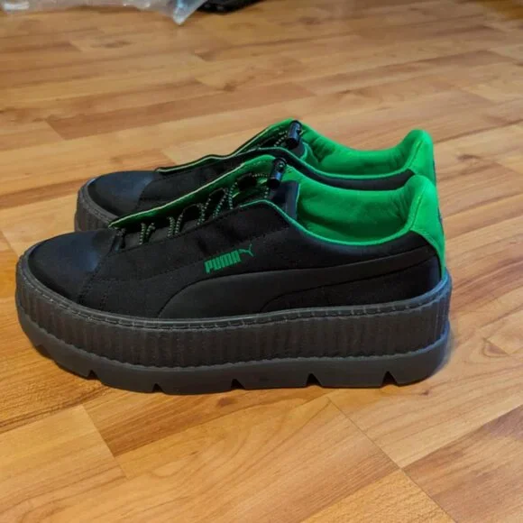 Puma Women's Black and Green Platform Sneakers - Picture 5 of 6
